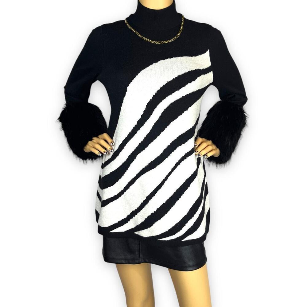 Fur cuffed sweater